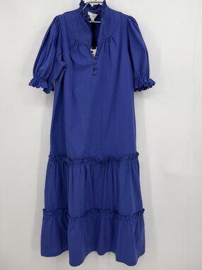 Pomander Place by Tuckernuck Blue Selena Maxi Dress sz XL Puff Sleeve A-Line